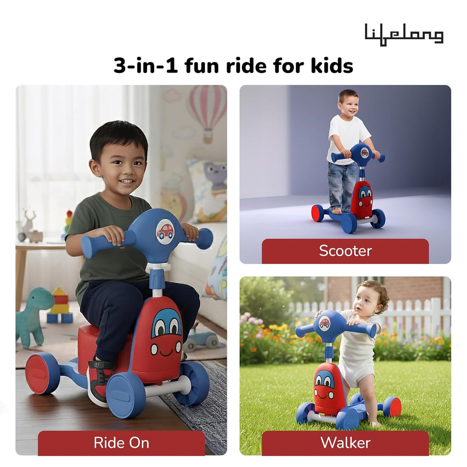 Cuppy Scootzy 3-in-1 Ride On Toy for Kids | Baby Scooter, Walker & Push Ride Car