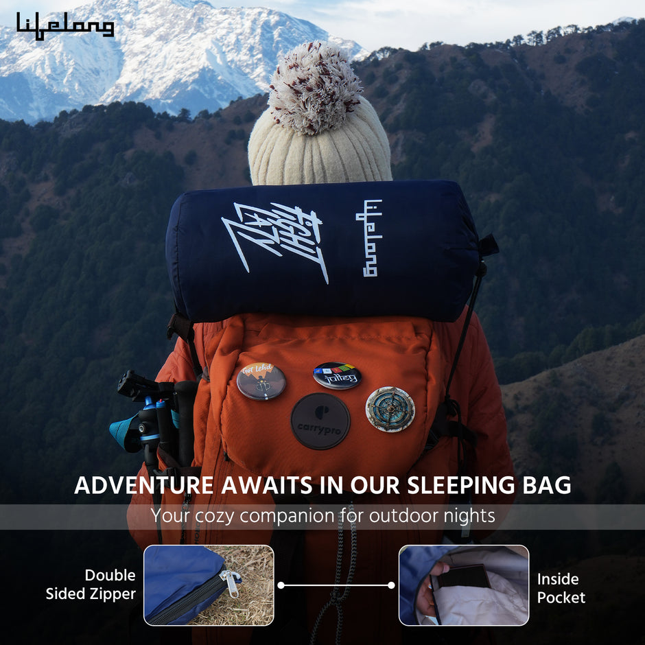 Lifelong +10Ã‚Â°C, Lab tested Rectangle Shape Sleeping Bag Adult for Camping, Hiking, Indoor & Outdoor, Warm Sleeping Bag