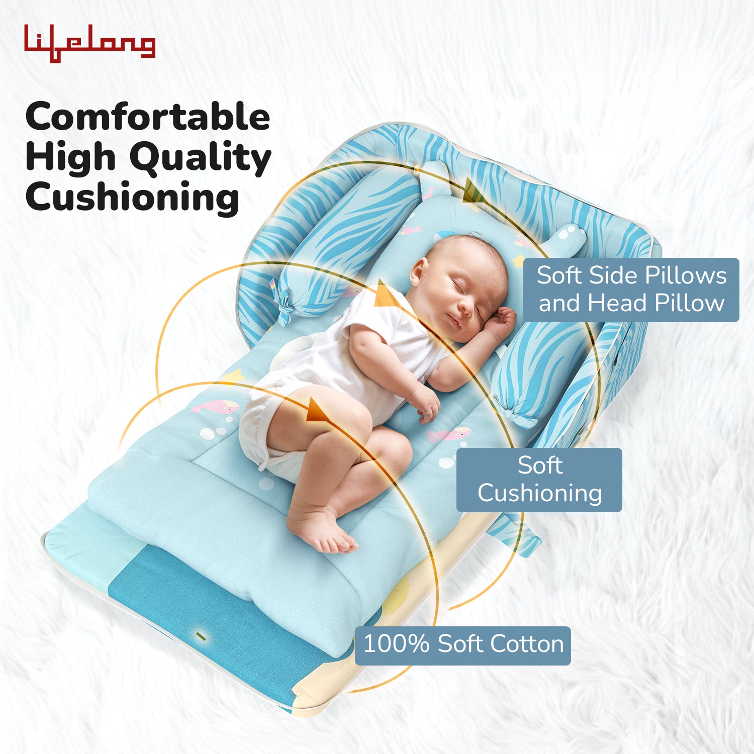 Lifelong Cuppy Baby Nest Lite | Portable & Foldable Infant Bed for Newborns | Soft, Cozy & Travel-Friendly Baby Sleeping Carry Bed