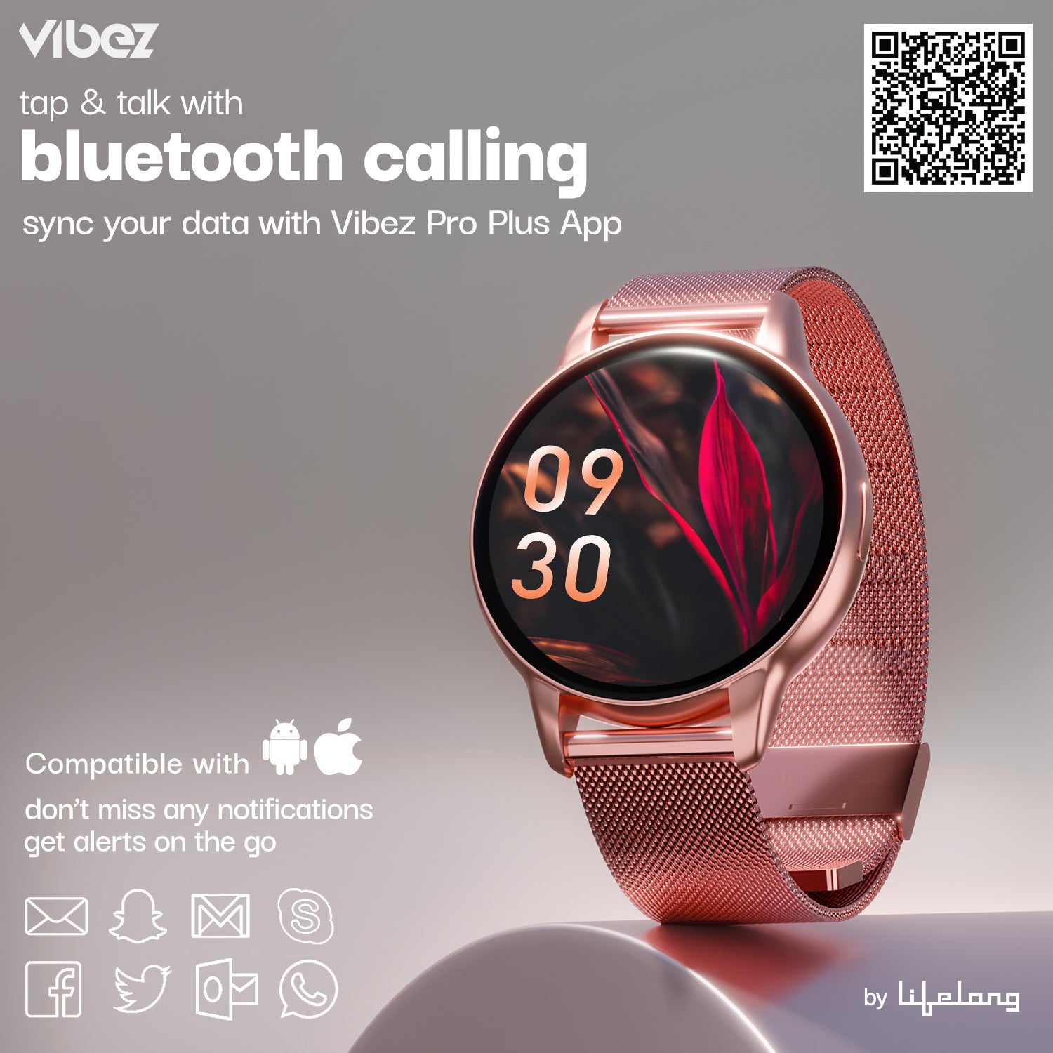 Vibez Emerald Rose Gold Smartwatch