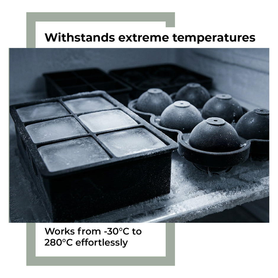 Lifelong Ice Cube Tray - Set of 3 | Silicone Ice Moulds for Freezer | Square, Round & Diamond | Food-Grade, Leakproof, Easy Release | Large Cubes for Cocktails, Yogurt, Ice Cream(-30°C to 280°C)