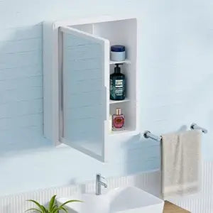 Lifelong Wall-Mounted Bathroom Cabinet with Mirror Door & 3-Tier Shelves