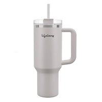 Lifelong Double-Walled Vacuum Insulated Tumbler with Lid & Straw 1200ml|Keeps Drinks Hot for 8 Hours & Cold for 12 Hours| Durable Stainless SteelTumbler with Comfort-Grip Handle(LLTBR010,Almond Birch)