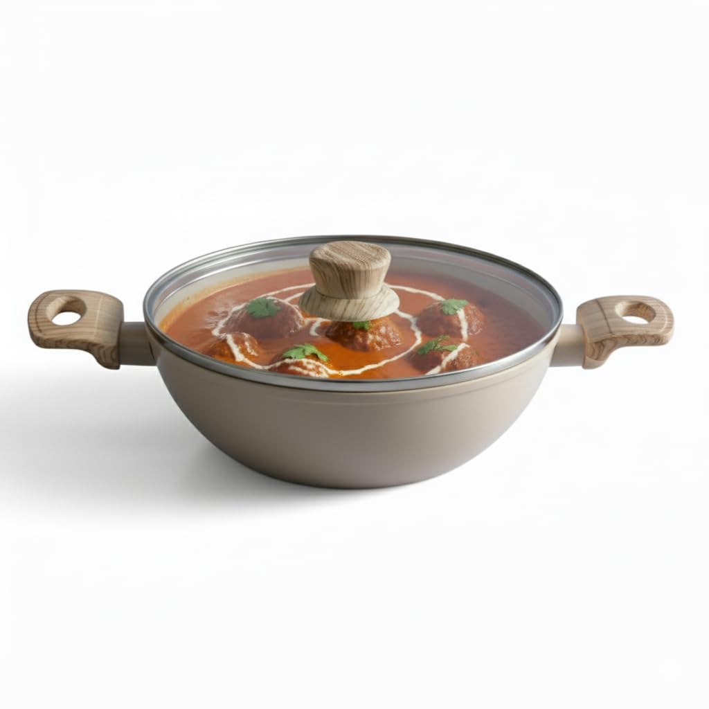 Lifelong Forged Kadhai 24cm Glass Lid | 2.5L, 1.3Kg