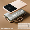 Lifelong Electronics 10000mAh 22.5W Fast Charging Power Bank | 3 Inputs (1 Built-in USB A Cable + 1 C + 1 Lightning Port) & 6 Outputs (3 Built-in Cables + 1 C + 2 A Port) | Small Pocket Size Powerbank