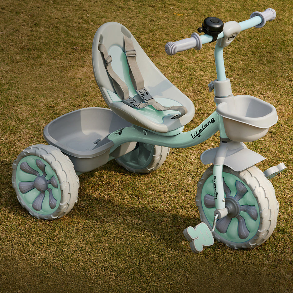 Lifelong Kids Tricycle for 2â€“5 Years | 3 EVA Wheels, Bell & Toy Basket | 30kg Capacity (Green)