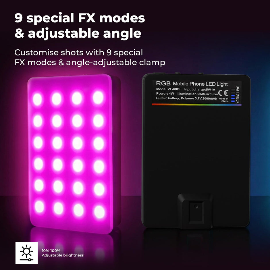 Lifelong Dual RGB Fill Light for Video & Photo Shooting | 2000 mAh Rechargeable Battery & 9 FX Modes | Influencer Selfie & Portable LED Light with Adjustable Clamp | Used for Phone, Laptop, Tablet etc