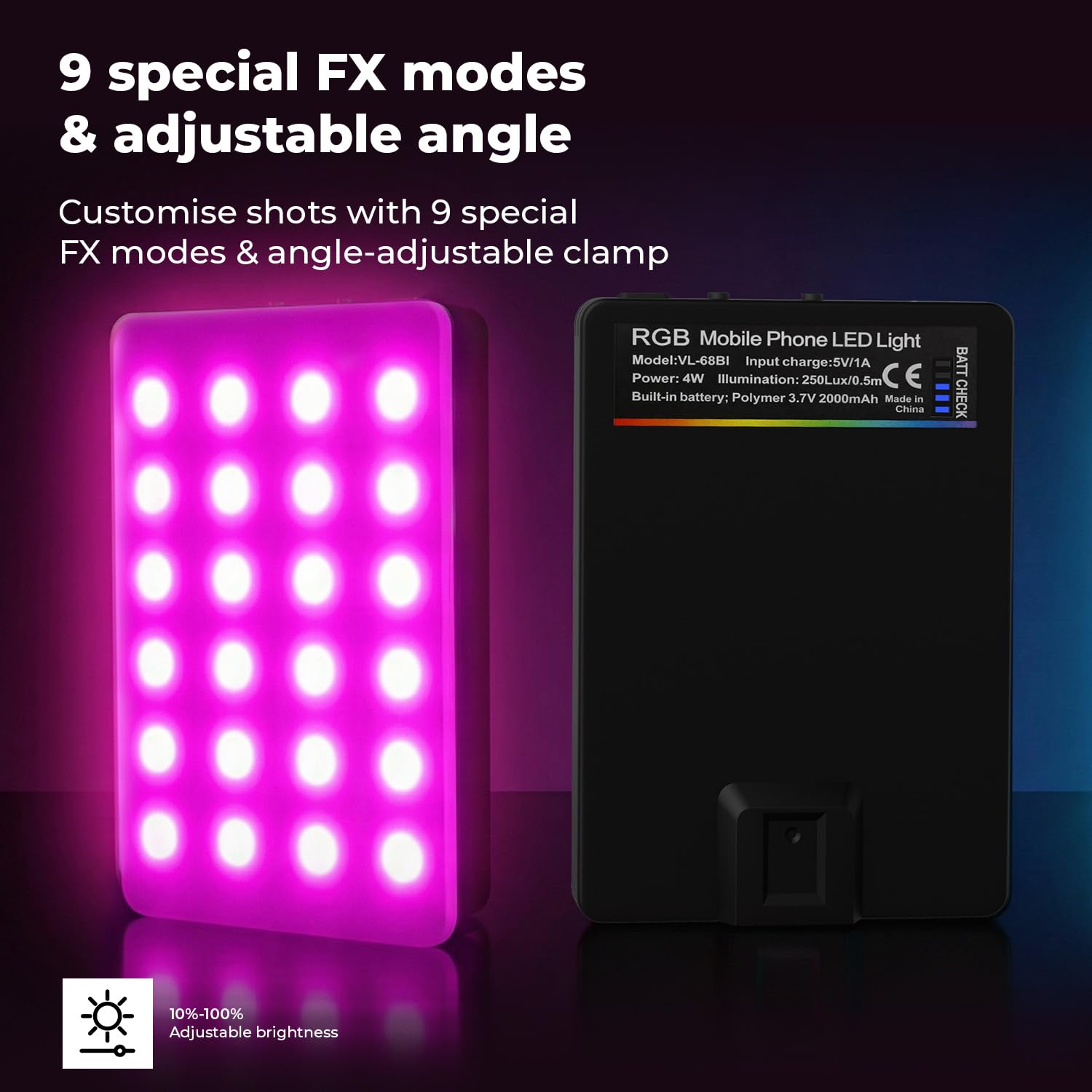 Lifelong Dual RGB Fill Light for Video & Photo Shooting | 2000 mAh Rechargeable Battery & 9 FX Modes | Influencer Selfie & Portable LED Light with Adjustable Clamp | Used for Phone, Laptop, Tablet etc