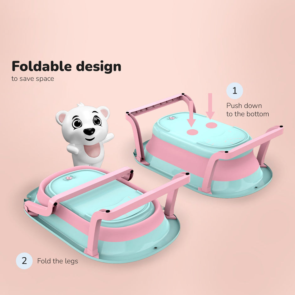 Lifelong Cuppy Collapsable Baby Bath tub, portable, easy to store(Pink Green)