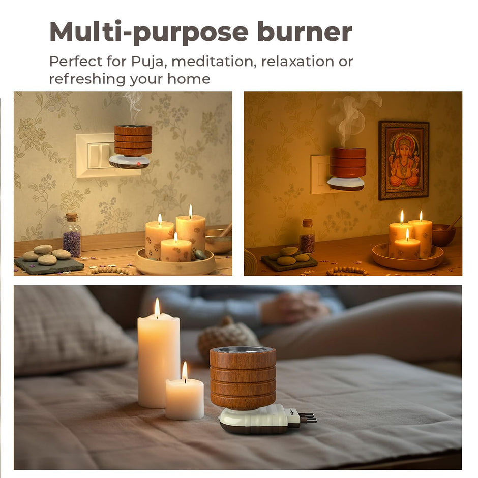 Lifelong Camphor Lamp | Electric Diffuser Burner for Home | Incense Oud Aroma | Room Freshener with Fragrance Oil & Portable Stand used as an Aromatherapy Device & as an Odour Eliminator for Relaxation