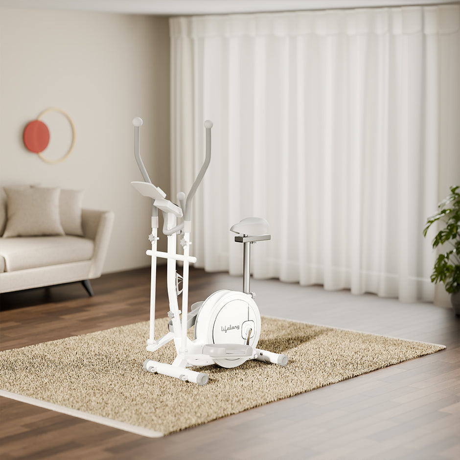 Elliptical Cross Trainer - 6 kg Flywheel, Magnetic Resistance, Touch LED Display & Tablet Holder (White)