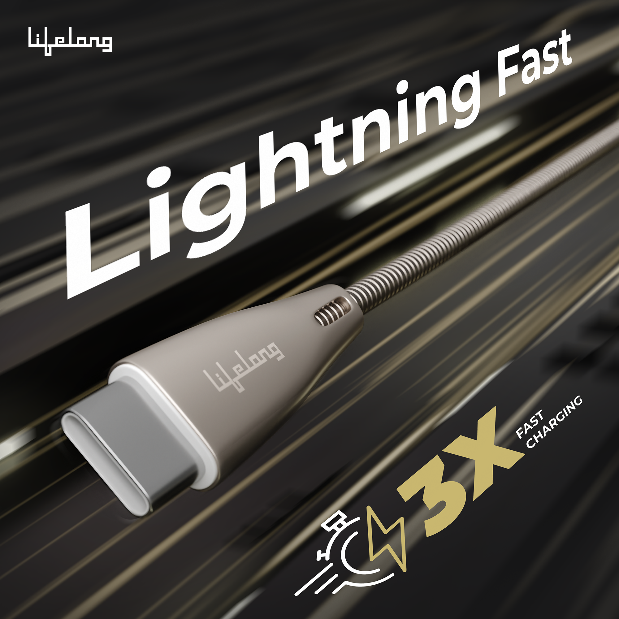 Lifelong 60W PD USB Type C to Type C Metal Coiled Fast Charging Cable | High Speed Data Cable | Aluminum Alloy & Tangle Free | iPhone 16/15/14, Android, Laptop, Tablet etc. | 1.25M