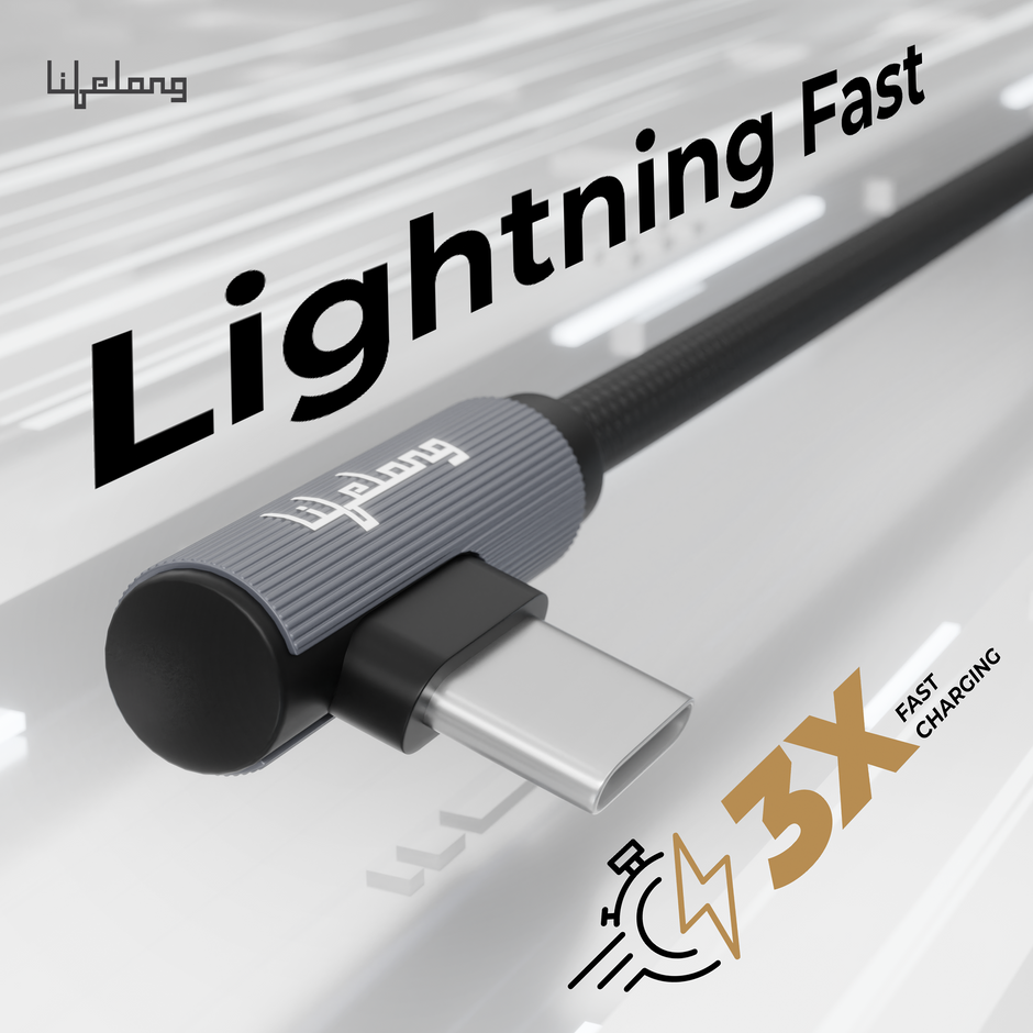 Lifelong Electronics 60W PD USB Type C to Type C Magnetic Coiled Fast Charging Cable | High Speed Data Cable | Strong Nylon Braided & Tangle Free | iPhone 16/15/14, Android, Laptop, Tablet etc | 1.25M