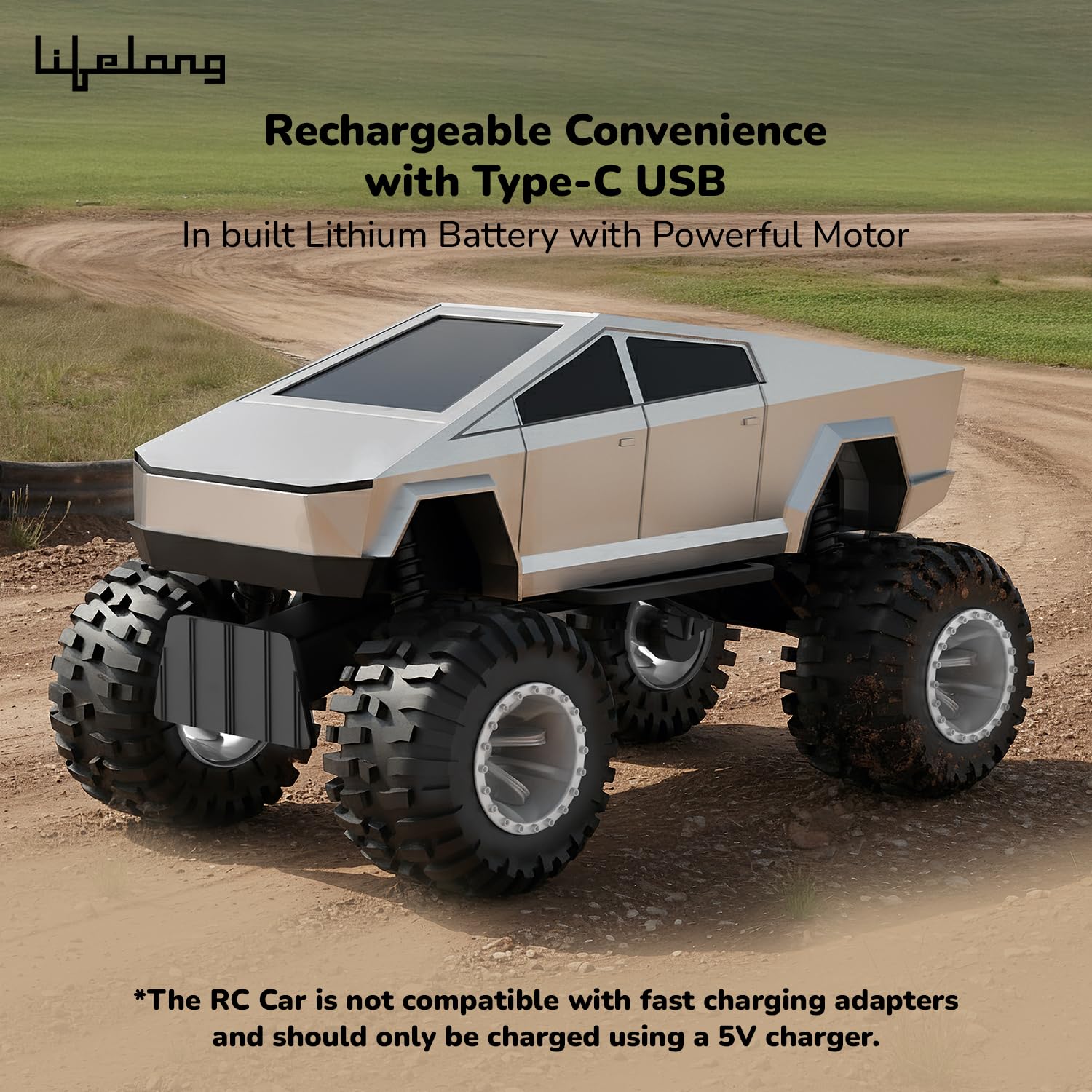 Cuppy Rechargeable Cyberon Truck RC Car for Kids | Off-Road Remote Control with Turbo Speed