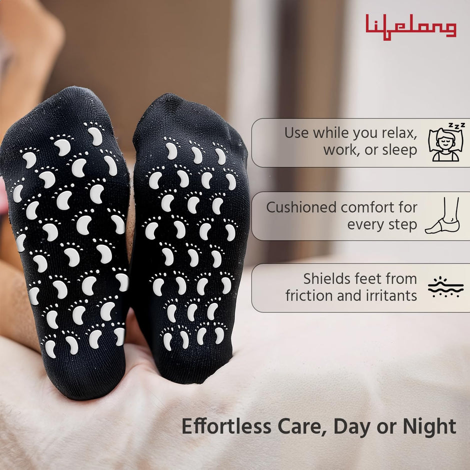 Lifelong Foot Spa Silicon Socks | Spa Socks for Women | Silicon Socks for Men & Women | Moisturizing Socks | Socks for Cracked Heels | Inner Gel Lining | Free Size