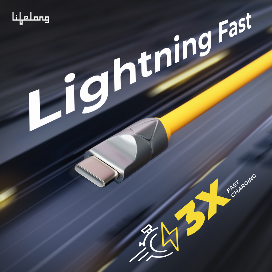 Lifelong Electronics 66W PD USB Type A to Type C Fast Charging Cable | High Speed Transfer Data Cable | Aluminum Alloy, Strong PVC & Tangle Free | iPhone 16/15/14, Android, Laptop, Tablet etc | 1.25M