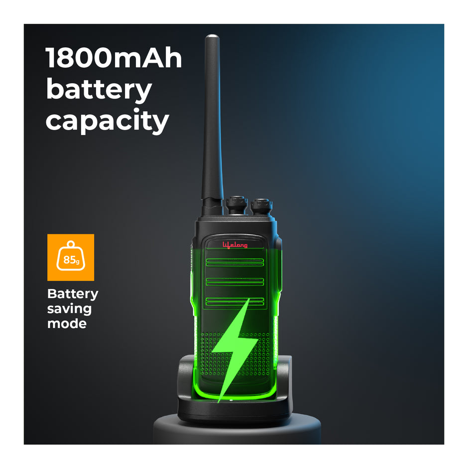 Lifelong Rechargeable Walkie Talkie for Adults & Kids | 2-in-1 Microphone & Earphone | Adapter as well as Type-C Charging | 3 km | 16 Channels | For Events, Security, Camping, Hiking & Fun (Set of 2)