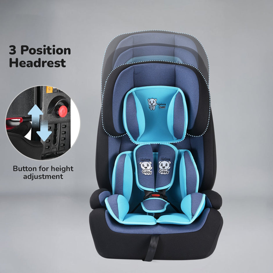 Lifelong Cuppy Baby Car Seat with Isofix of 0 to 12 Years Age Safety Certified Growing Car Seat for Kids (Blue grey)
