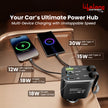 Lifelong Electronics 5-in-1 Car Charger Adapter | 2 Retractable Cables (Type-C & Lightning) + 3 Ports (USB A + 2 Type C) | LED Display | Flexible Head | Fast Charging for iPhone, Android & All Devices