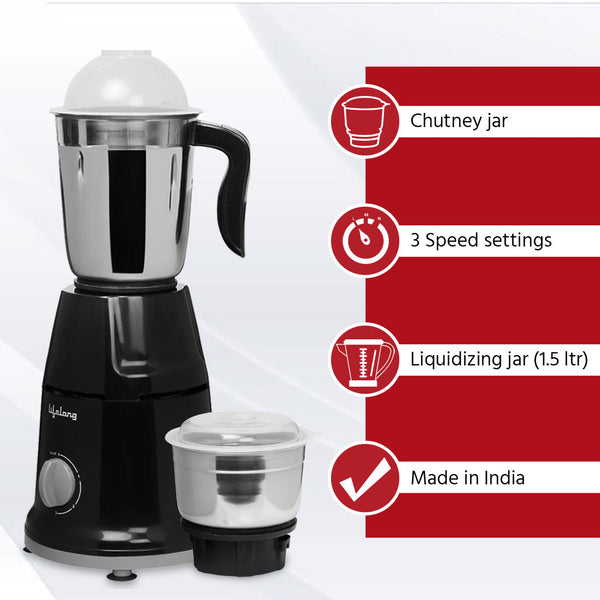 Lifelong LLMG93 Mixer Grinder with 2 Jars, 500W, Stainless Steel Blades, 1-Year Warranty