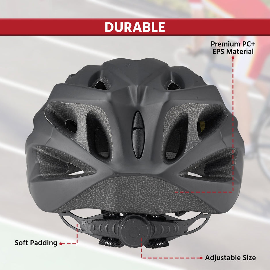 LLFAH01 Adjustable Cycling Helmet with Detachable Visor (Matte Black)