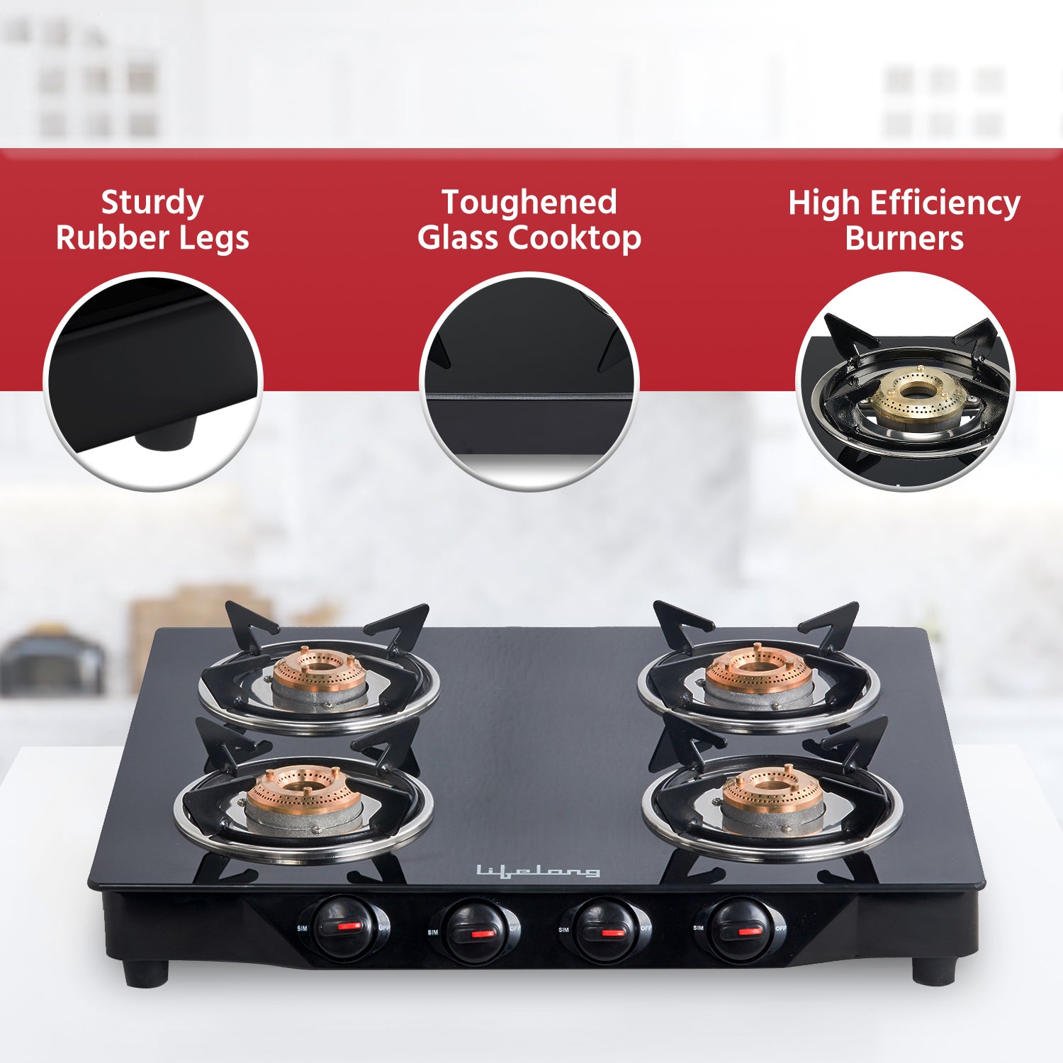 Lifelong LLGS27 4-Burner Gas Stove