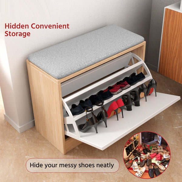 Wooden Shoe Cabinet with Bench