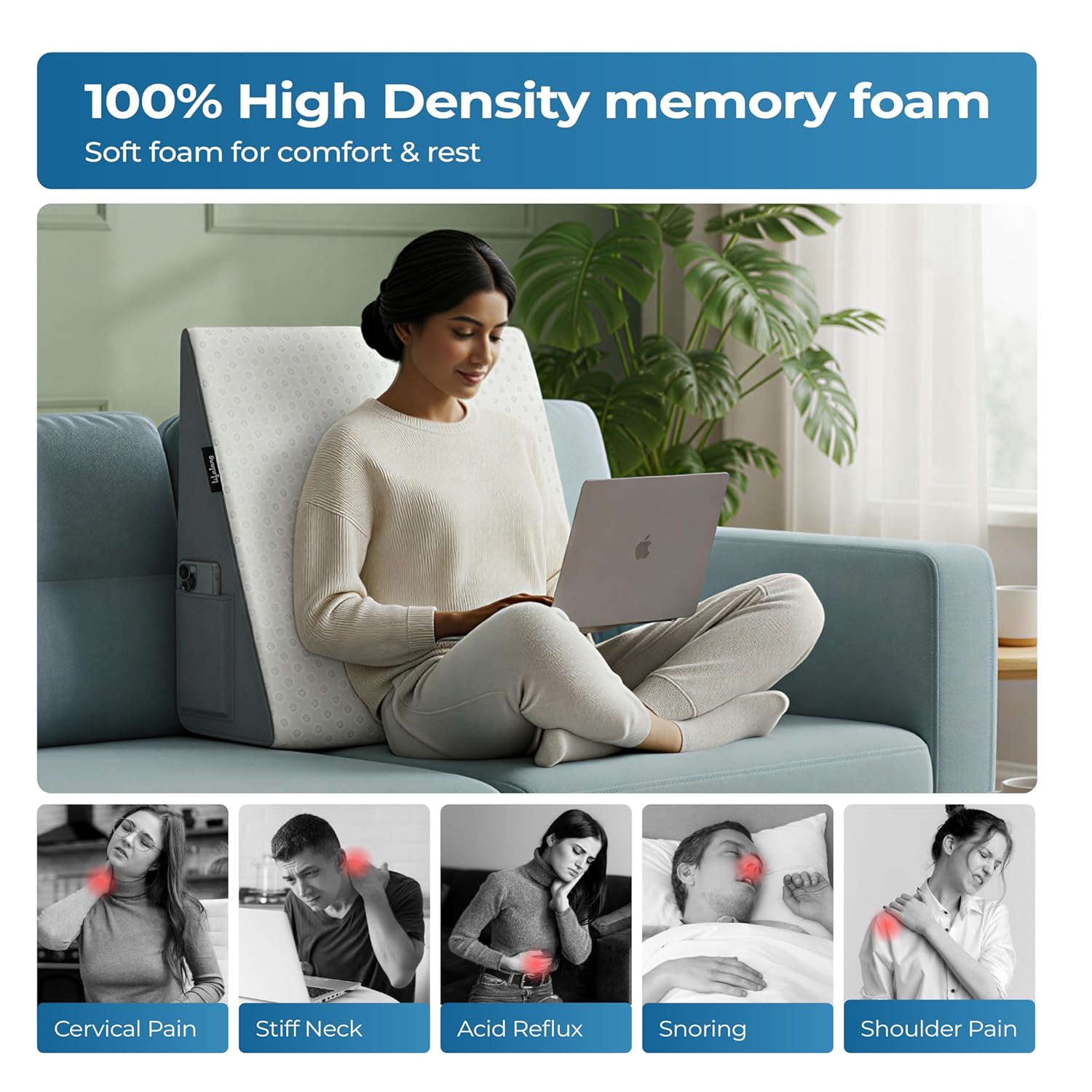 Lifelong Wedge Pro Pillow | Memory Foam for Neck Pain & Shoulder Pain