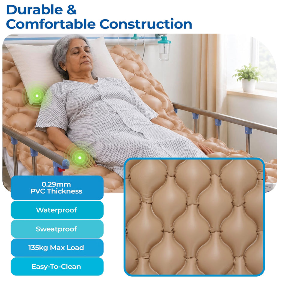Lifelong Anti-Decubitus 100-Bubble Air Mattress with Pump | Medical Grade PVC Inflatable Air Bed for Patients| Waterproof Anti Bedsore Air Mattress | 6-Min Inflation & Deflation Cycle| Home/Hospital