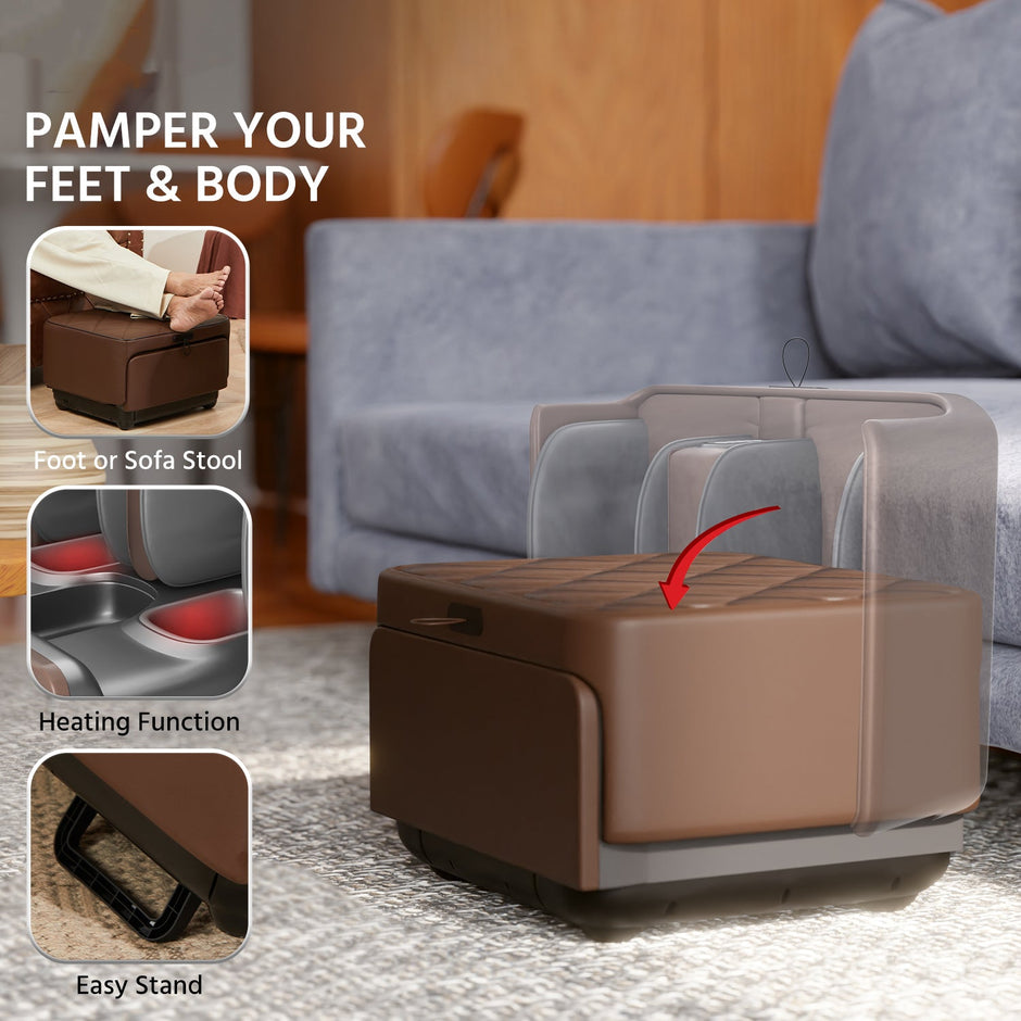 2-in-1 Foot & Leg Massager Ottoman – Shiatsu, Heat, Vibration & Air Compression