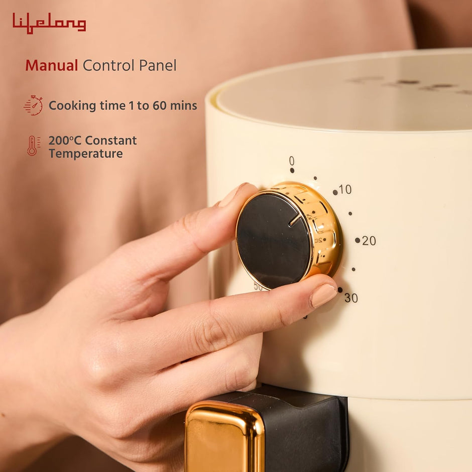 Lifelong Air Fryer | 1 Year Warranty | 800W, 2.5L, Air Fryer for Home, Electric Air-Fryer with 360° Hot Air Circulation Technology & Timer Control, Oil Free Fryer for Bake & Toast