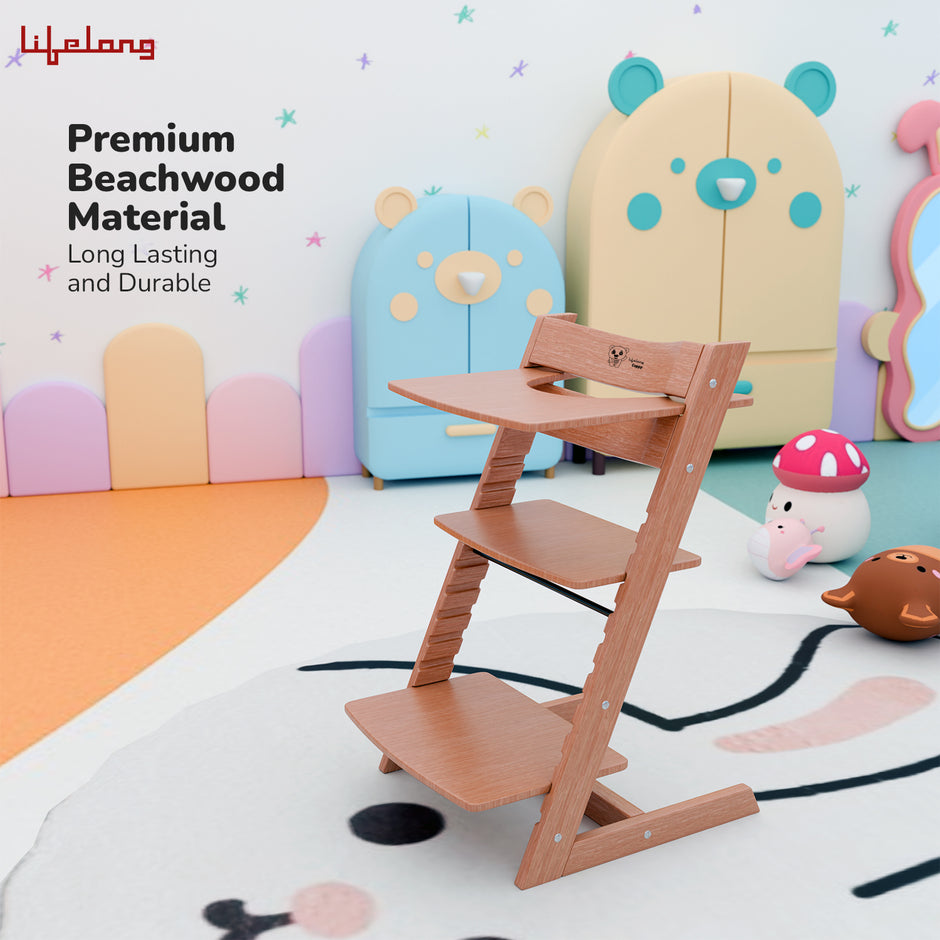 Lifelong Cuppy Wooden High Chair for Baby 6 Months - 10 Years |