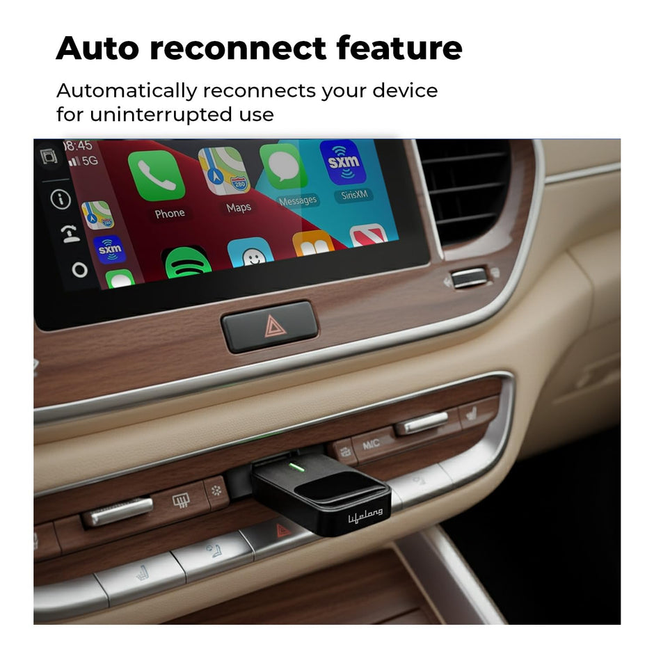 Lifelong 2-in-1 Wireless CarPlay & Android Auto Adapter | Dual Phone Connection, Plug & Play USB Type-A to C, iOS & Android Compatibility, Support OEM Controls |Stick Cast - Bluetooth 5.4 & WiFi 6