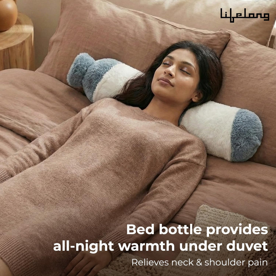 Lifelong Hot Water Bottle 2000 ml with Washable Fur Cover | Hand, Belly & Full Body Warmer for Pain Relief & Period Cramps | Extra Long Bed Bottle for Women & Men |Back Neck Shoulder Warmer
