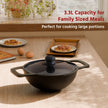 Lifelong Cast Iron Kadai 24cm + glass lid With Wooden Spatula