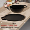 Lifelong Cast Iron 30cm tawa ,24cm kadai With Wooden Spatula