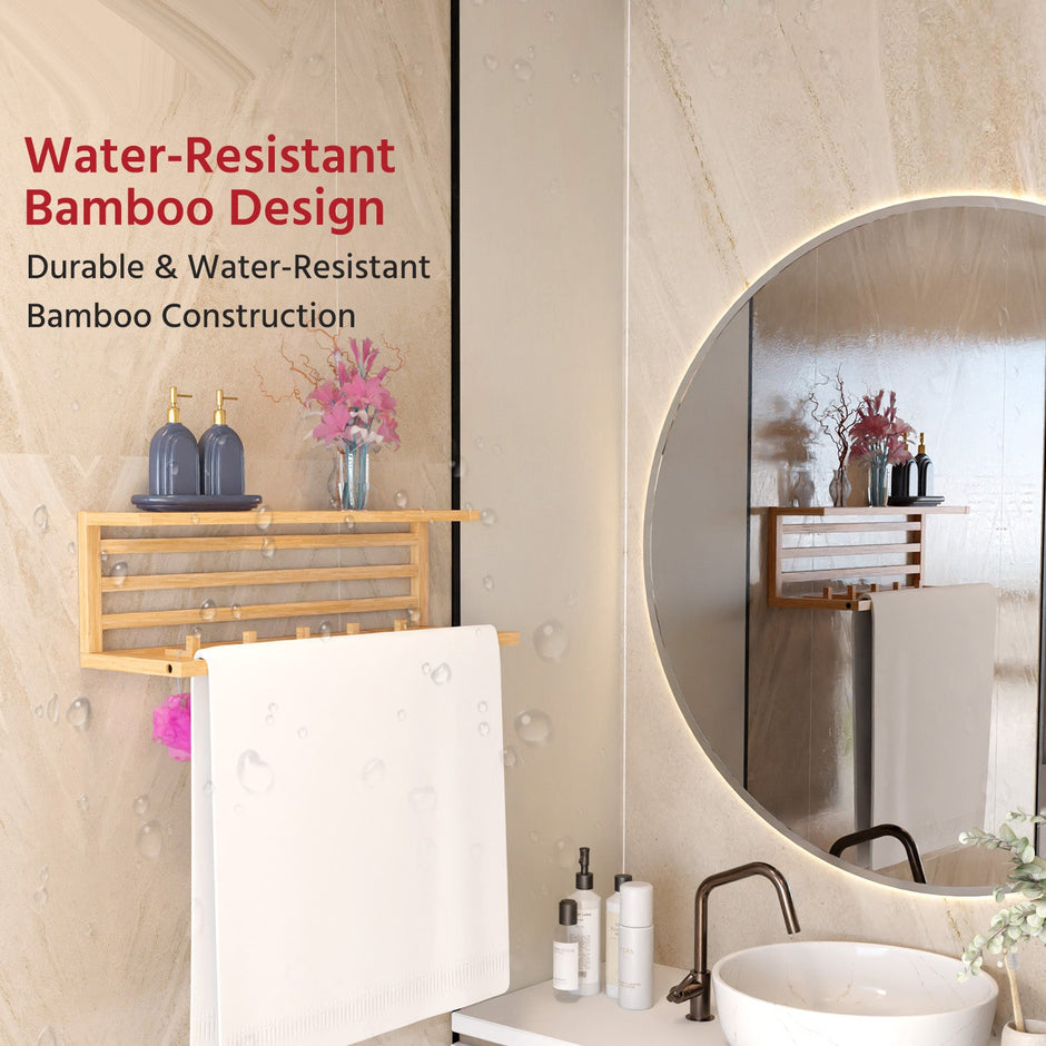 Lifelong Towel Rack & Shelf for Bathroom | Durable and Stylish Bamboo Bathroom Towel Holder