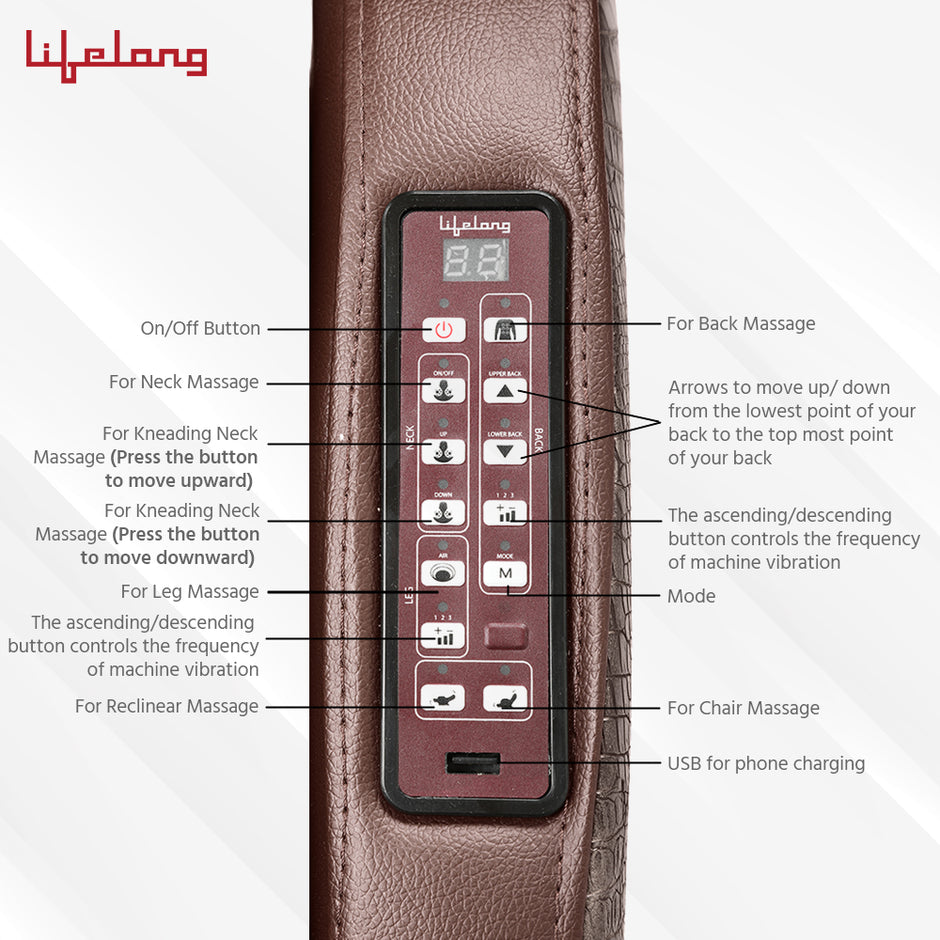 Lifelong Full Body Massage Chair with Recliner and powerful 3D back and Leg Massage for Home | LLM550