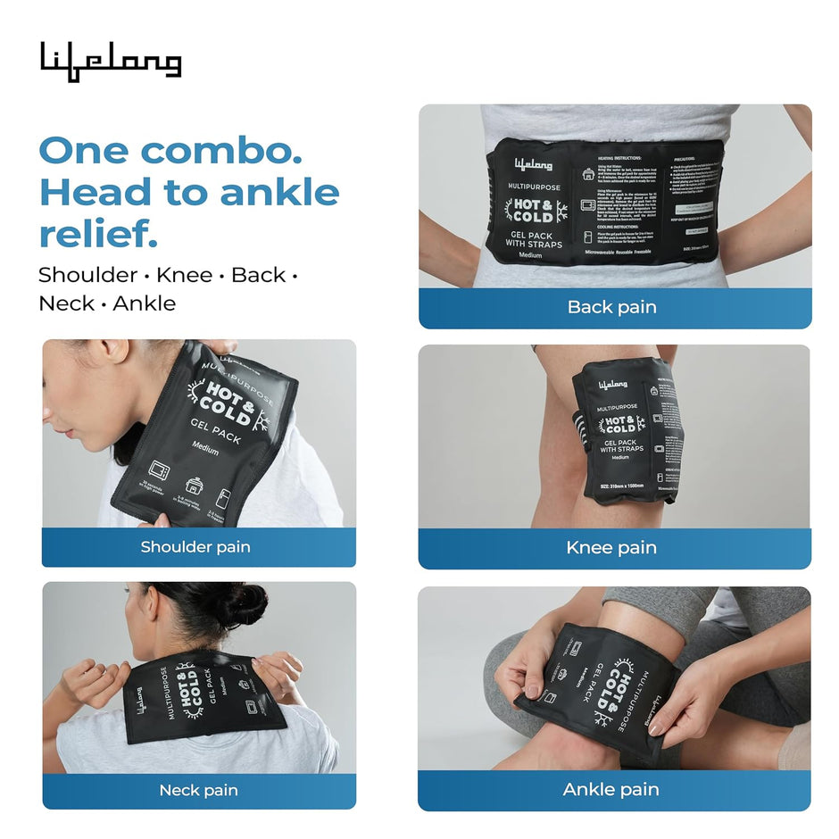 Lifelong Hot & Cold Pack (Combo) | Ice Pack & Cold Compress for Pain Relief | Reusable Gel Ice Pack Bag | Flexible Warm Compress for Knee, Shoulder, Back, Muscle Recovery & Swelling (LLHC15)