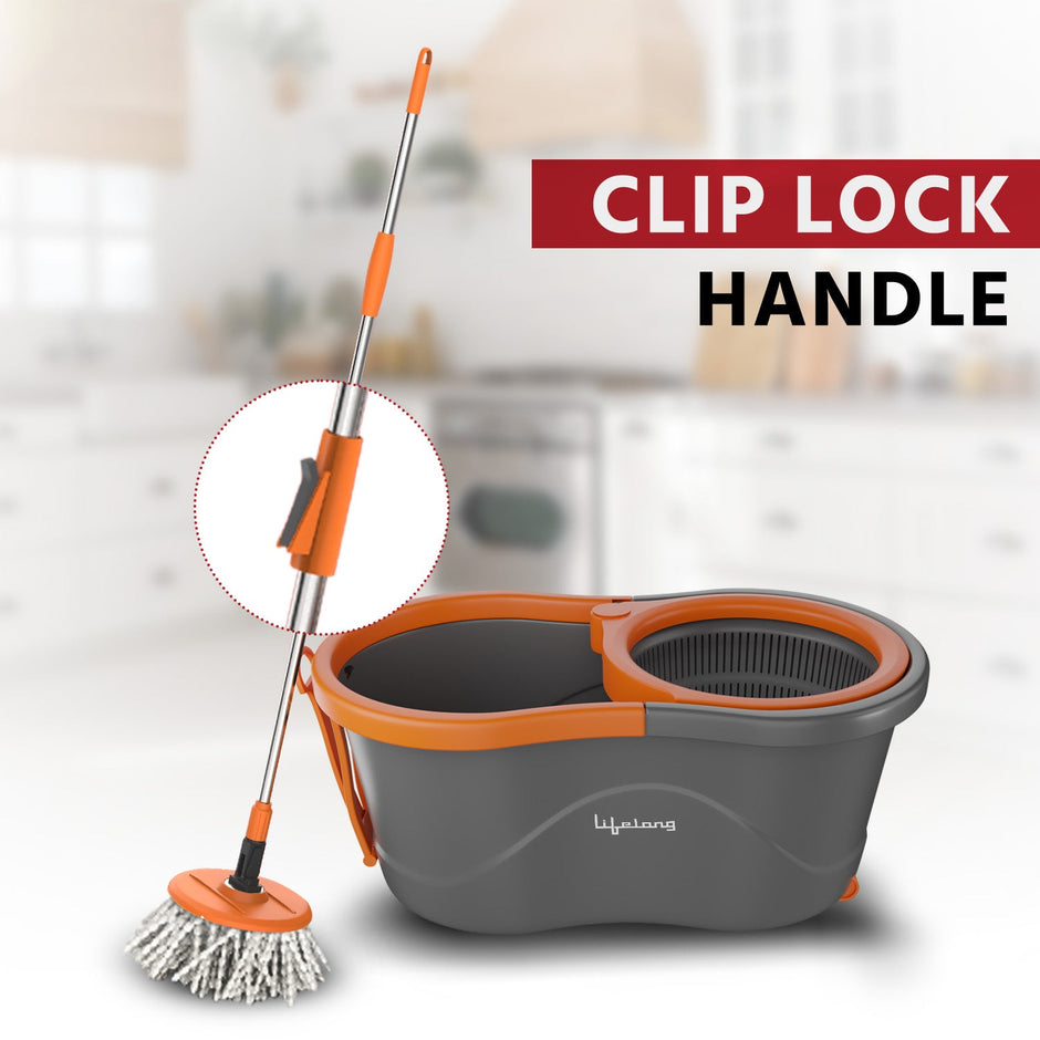 Lifelong Plastic Spin Floor Mop Set With Bucket With 360 Degree Spinner