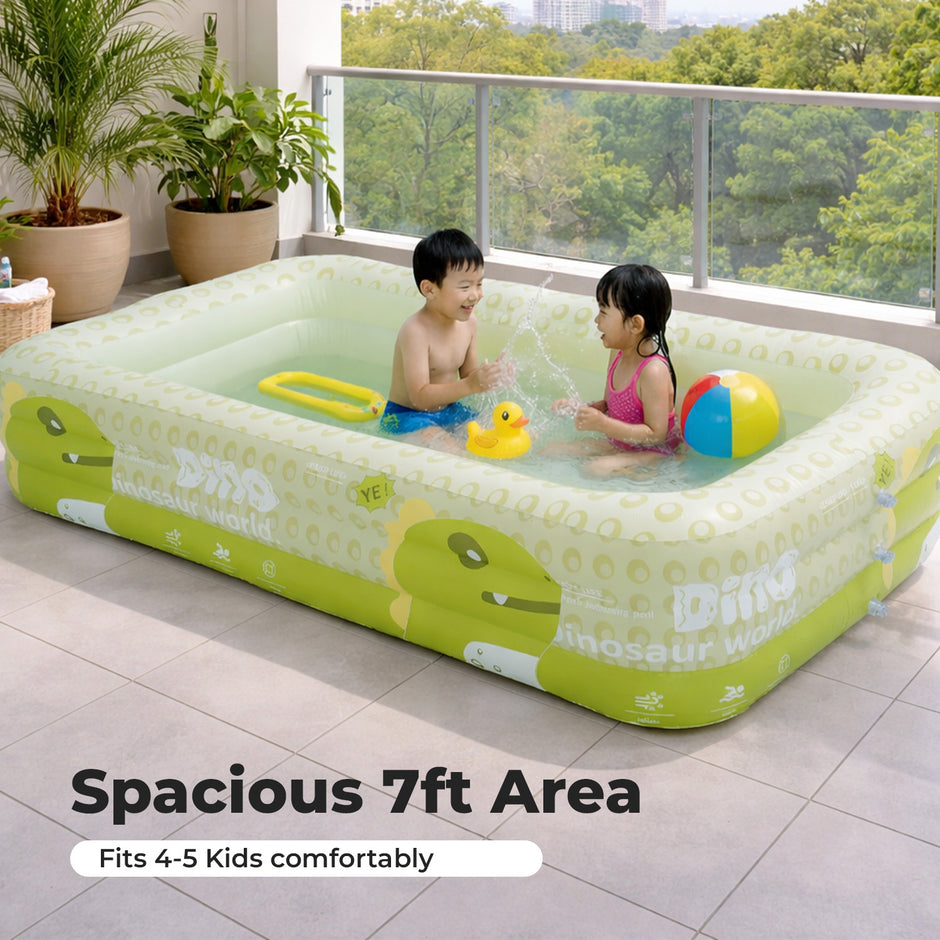 7FT Inflatable & Foldable Family Pool â€“ Portable Kiddie Pool with Pump & Bag for Adults & Kids