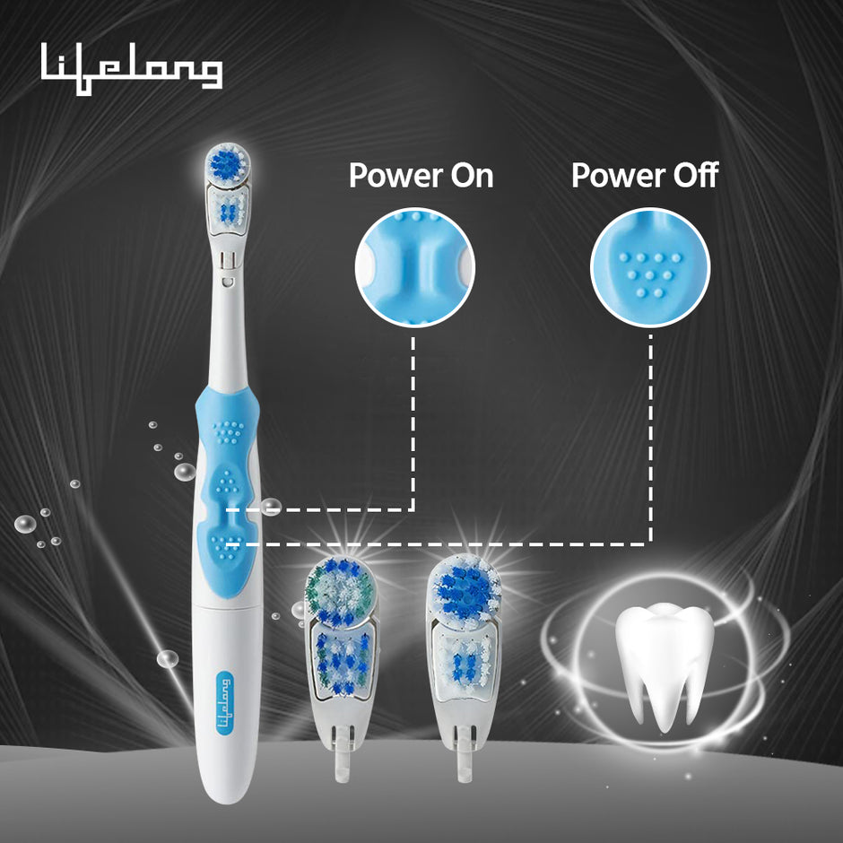 Lifelong LLDC45 Ultra Care Battery Operated Toothbrush With Replacement Head, Blue