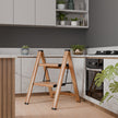 2 Steps Ladder for Home, Wooden Finish Coating, Foldable & Portable Stairs, Versatile Use for Kitchen, Bathroom & Office Foot Stool