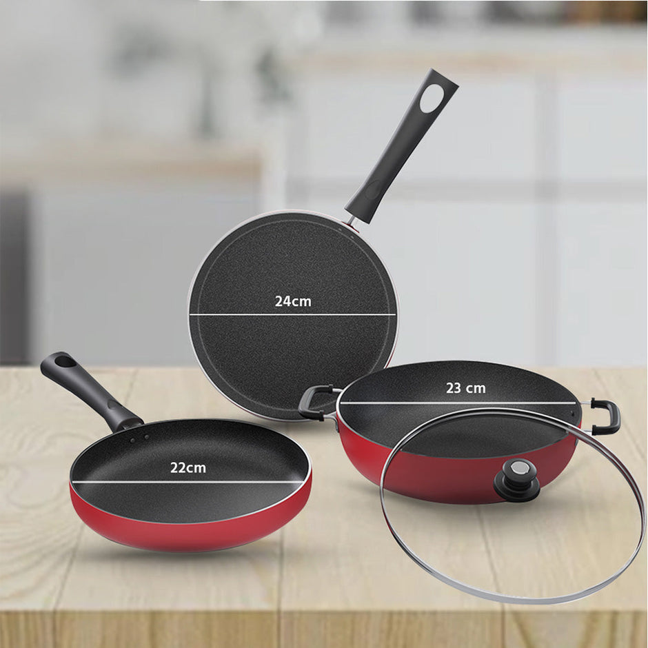 Lifelong Trio Non-Stick 3-Piece Cookware Set, (Induction and Gas Compatible)