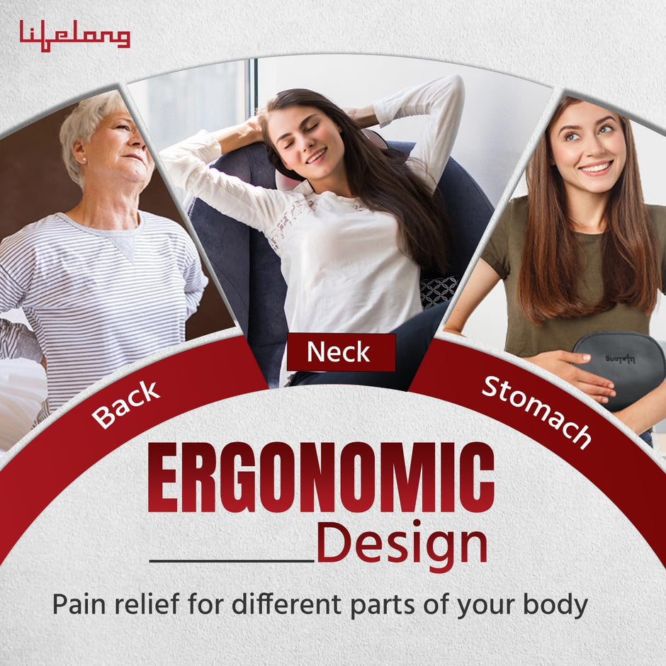 Lifelong Cushion Massager & Body Massager with Heat & Strong 8 Deep Kneading nodes for Back