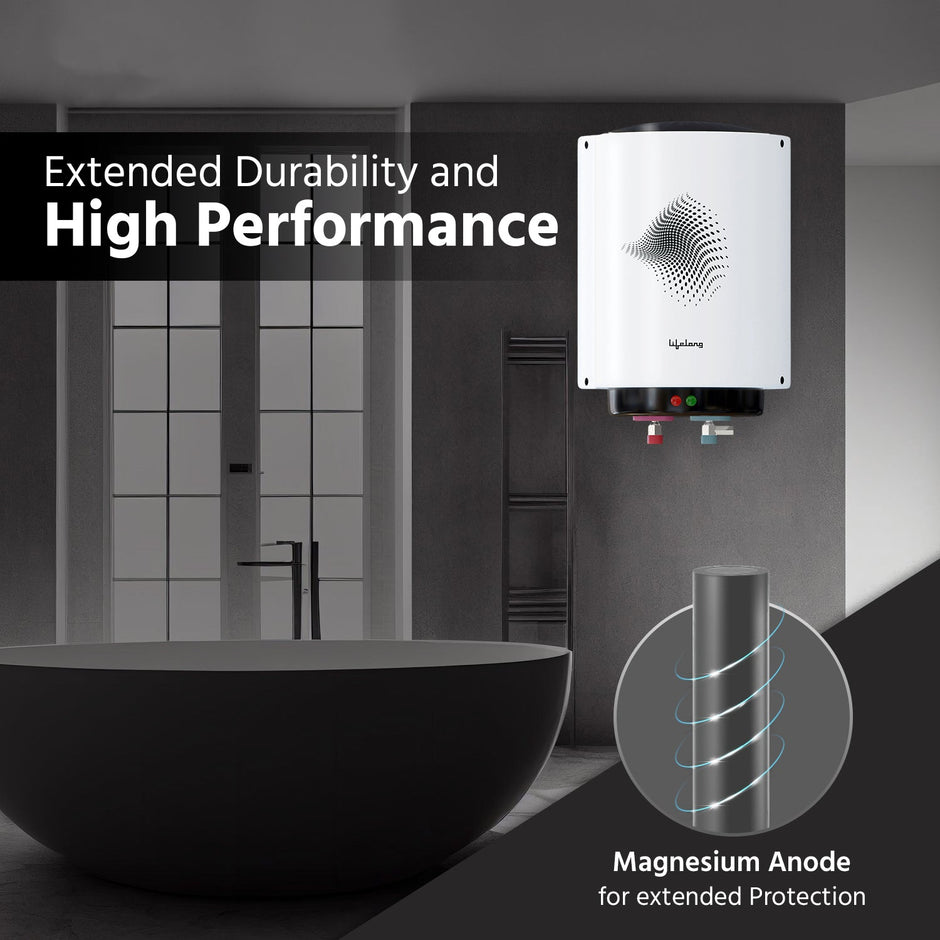 Lifelong Water Heater for Home - Water Geyser 10 ltr with 3 Star BEE Rating - 2000W Electric Geyser for Bathroom with Metal Body & Tank -Vertical Wall Mount Hot Water 10 Litre Storage Geyser