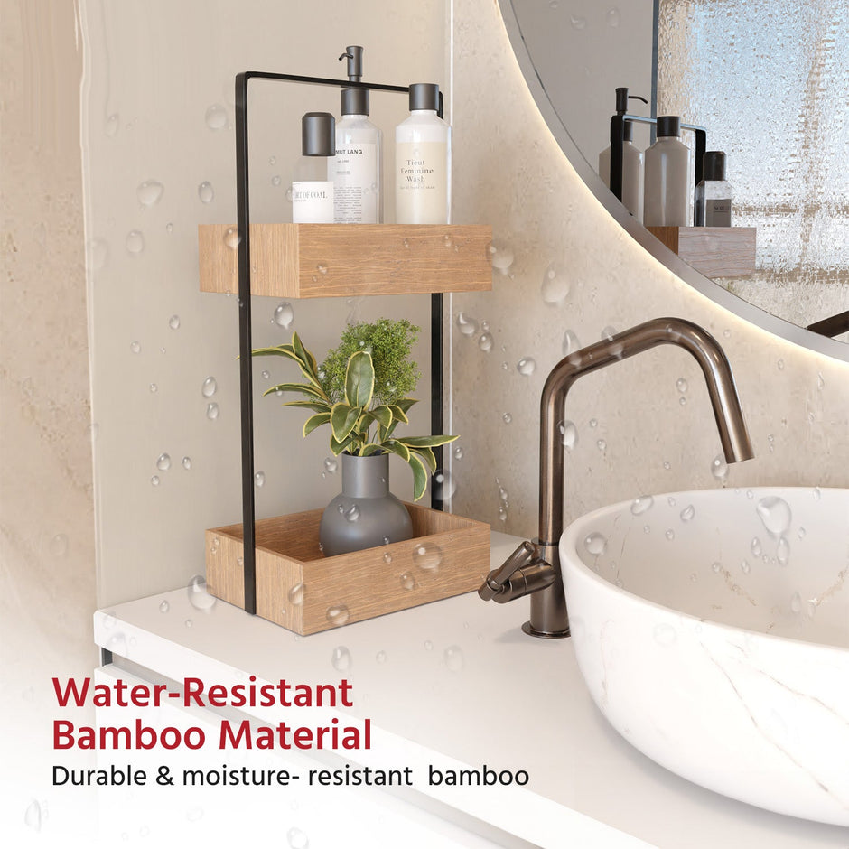 Lifelong LLHIBSS01 2Ã¢â‚¬â€˜Tier Bamboo Countertop Organizer - WaterÃ¢â‚¬â€˜Resistant Tray for Toiletries & Makeup
