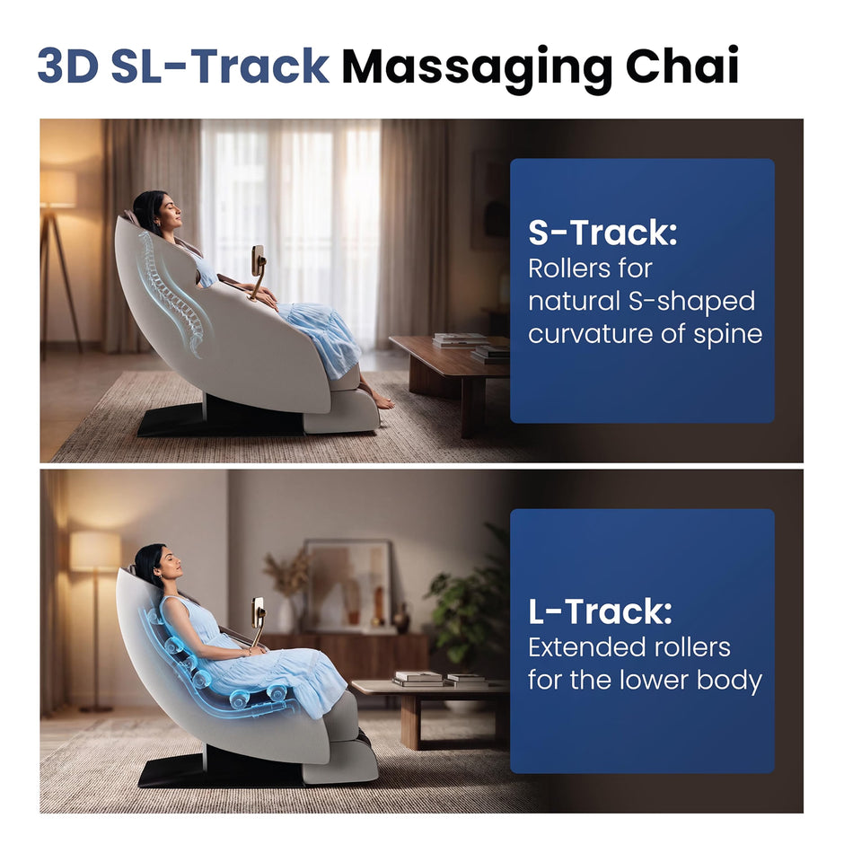 Lifelong Full Body Massage Chair with Recliner for Home & Office|SL Track & Back Heating| 3D Rollers for Pain Relief |16 Airbags, 5 Auto Programs, 3 Intensities, Foot Rollers, Zero Gravity, Bluetooth