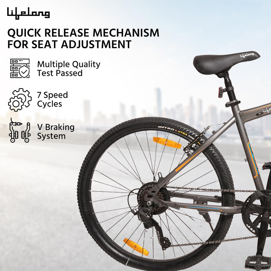Lifelong Cycle for Men & Women,26T MTB Cycle Multi Speed 7,Speed Bicycle,V Brake Cycle,Front Suspension Fork,Mountain Bike Ideal for 13+ Years + Adults Upto Height 5.2