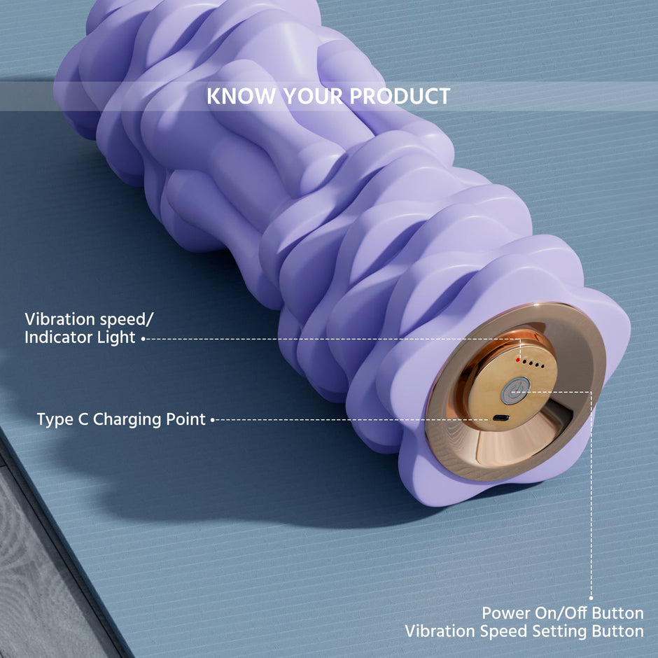 Lifelong Electric Foam Roller Vibrating | 4 Gear Fitness Deep Massage|Muscle Relax | Post Workout(Purple)